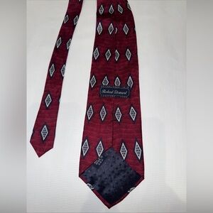 Red Maroon Robert Stewart Diamond Pattern Silk  Tie